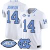 Max Johnson Jersey 14 North Carolina Tar Heels 2025 Limited Stitched White