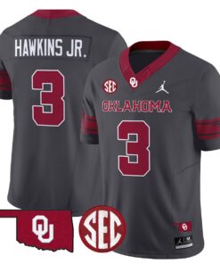 Michael Hawkins Jr Jersey 3 Oklahoma Sooners 2025 Limited Stitched Anthracite