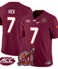 Michael Vick Jersey 7 Virginia Tech Hokies Coach Frank Beamer 2025 Maroon