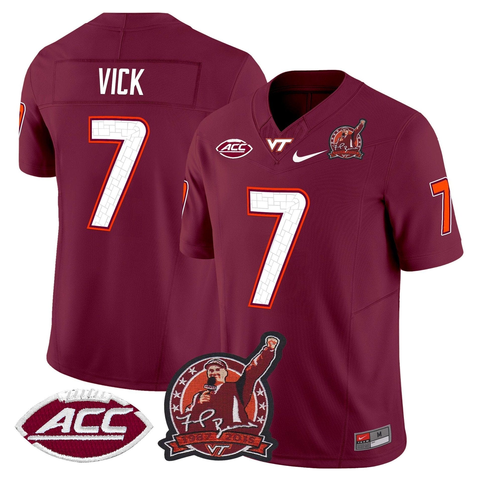 Michael Vick Jersey #7 Virginia Tech Hokies Coach Frank Beamer 2025 - Image 3