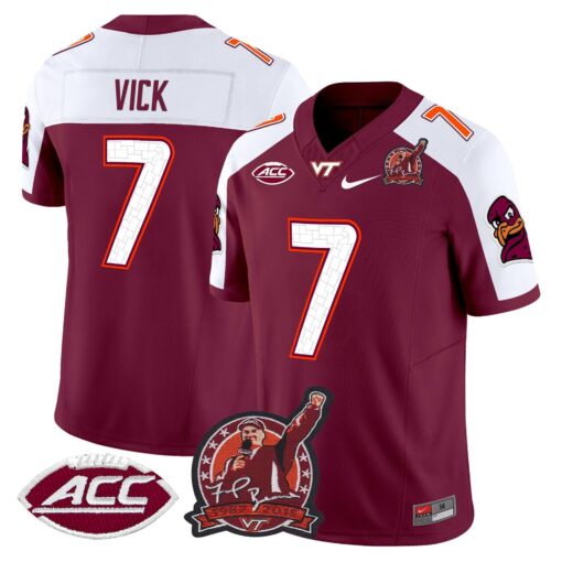 Michael Vick Jersey #7 Virginia Tech Hokies Coach Frank Beamer 2025 - Image 2