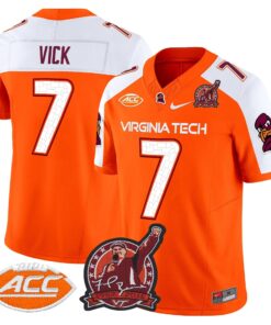 Michael Vick Jersey 7 Virginia Tech Hokies Coach Frank Beamer 2025 Orange ALter
