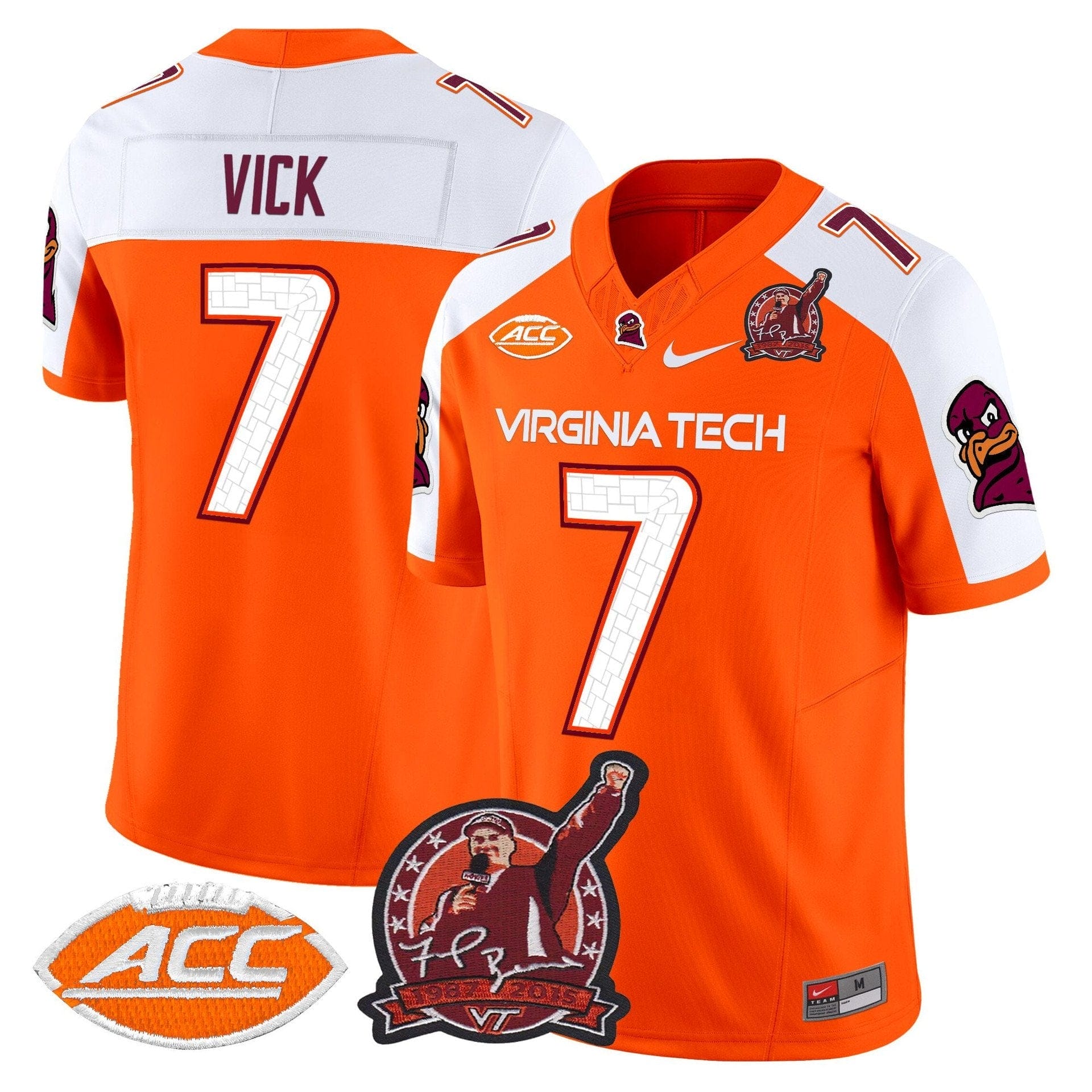 Michael Vick Jersey #7 Virginia Tech Hokies Coach Frank Beamer 2025 - Image 4