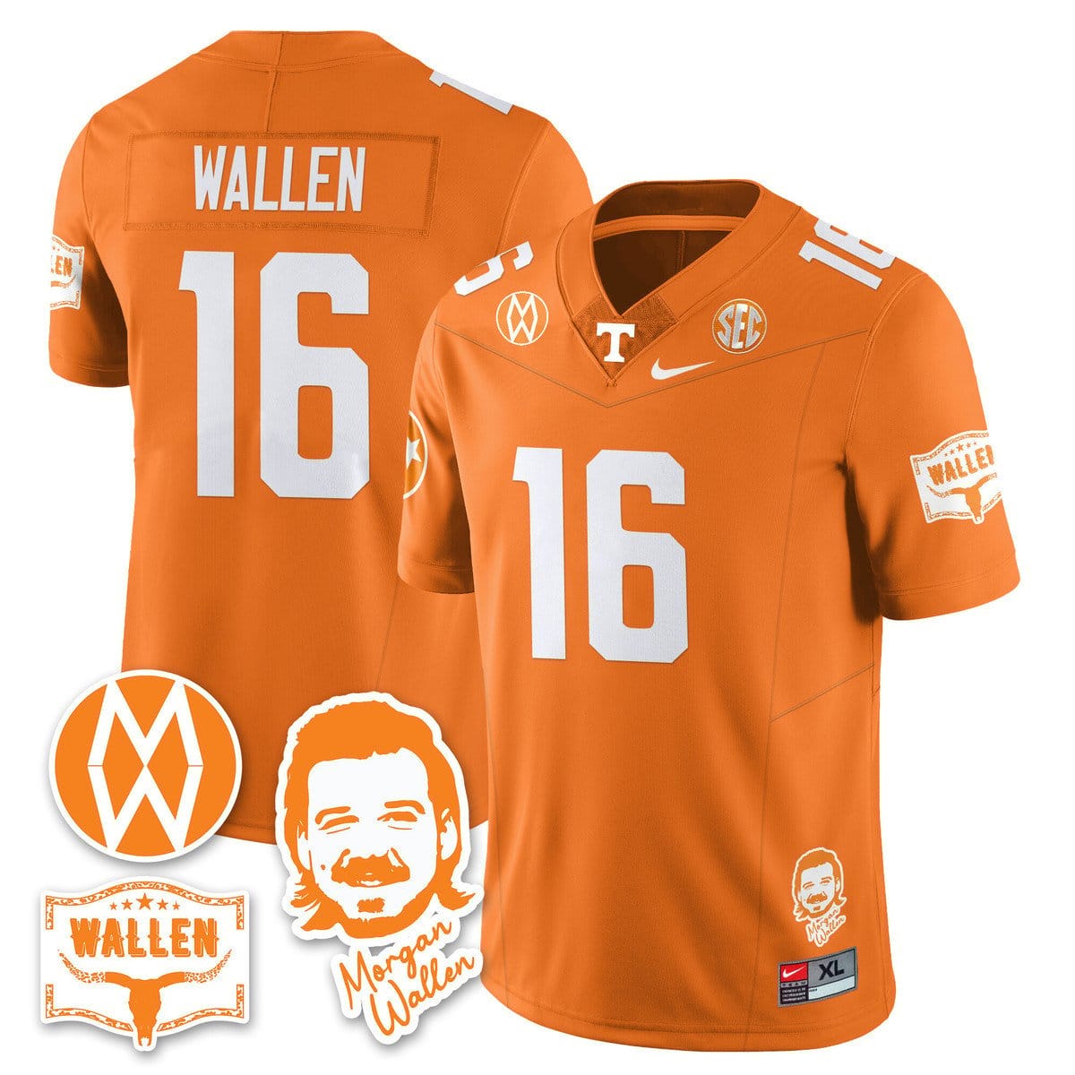 Morgan Wallen Jersey #16 Tennessee Vols 2025 Football Stitched 5 Morgan Wallen Jersey #16 Tennessee Vols 2025 Football Stitched - Image 5