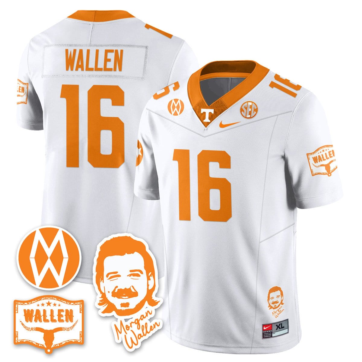 Morgan Wallen Jersey #16 Tennessee Vols 2025 Football Stitched 2 Morgan Wallen Jersey #16 Tennessee Vols 2025 Football Stitched - Image 2