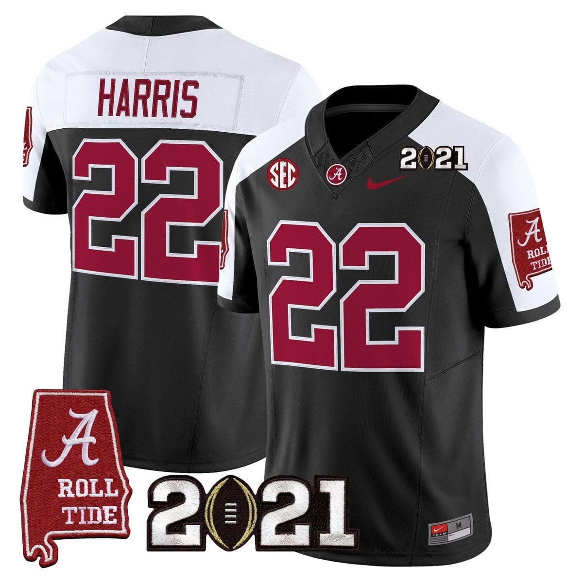Najee Harris Jersey #22 Alabama 2021 CFP Championship Alabama Map - Image 3
