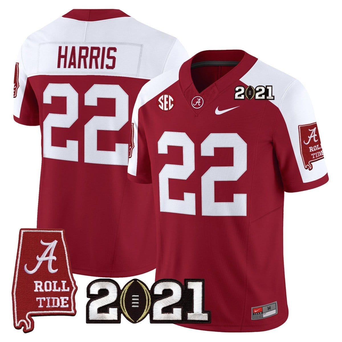 Najee Harris Jersey #22 Alabama 2021 CFP Championship Alabama Map - Image 4