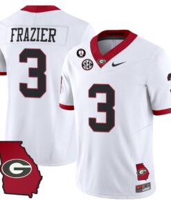 Alternative view of Nate Frazier Jersey #3 Georgia Bulldogs 2025 Georgia Map, Vince Dooley Stitched