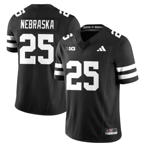 Nebraska Jersey #25 Nebraska Football 2025 Blackout Stitched