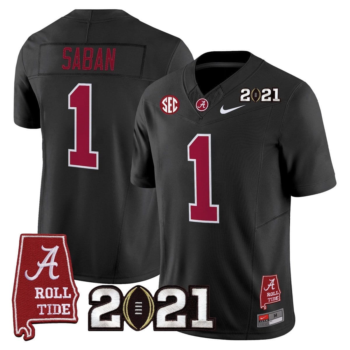 Nick Saban Jersey #1 Alabama 2021 CFP Championship Alabama Map 1 Nick Saban Jersey #1 Alabama 2021 CFP Championship Alabama Map