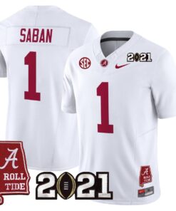 Alternative view of Nick Saban Jersey #1 Alabama 2021 CFP Championship Alabama Map