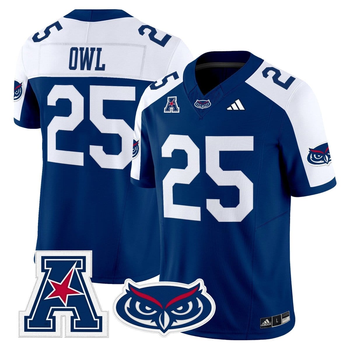 Owl Jersey #25 Florida Atlantic Owls 2025 All Stitched - Image 3