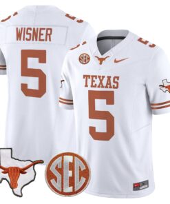 Quintrevion Wisner Jersey 5 Texas Longhorns 2025 State Map SEC Patch White 0df674de 6252 4def 9901 3ad07fa27ddf