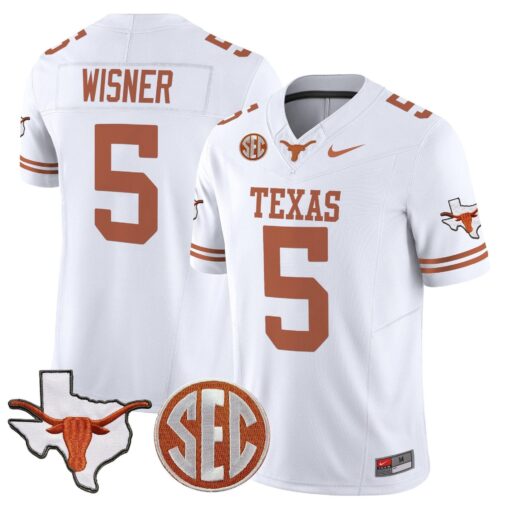Quintrevion Wisner Jersey #5 Texas Longhorns 2025 State Map SEC Patch - Image 2