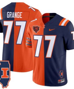 Red Grange Jersey #77 Illinois Fighting Illini Split Vapor Limited Stitched