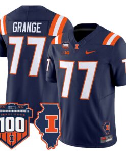 Red Grange Jersey 77 Illinois Fighting 100th Memorial Stadium Navy 06b2d53b 9511 42eb adee 1111c4379a91