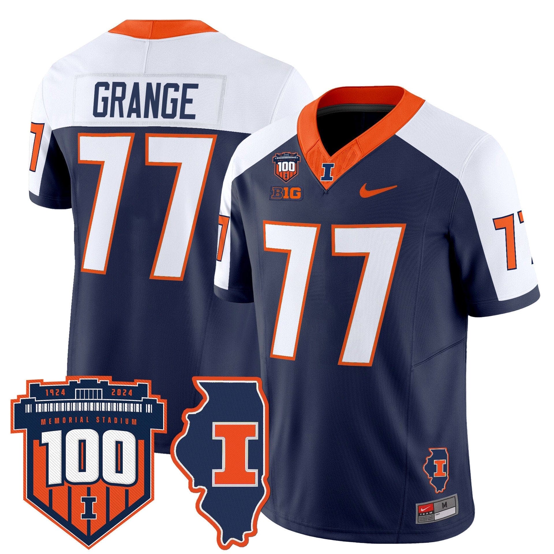 Red Grange Jersey #77 Illinois Fighting 100th Memorial Stadium 1 Red Grange Jersey #77 Illinois Fighting 100th Memorial Stadium