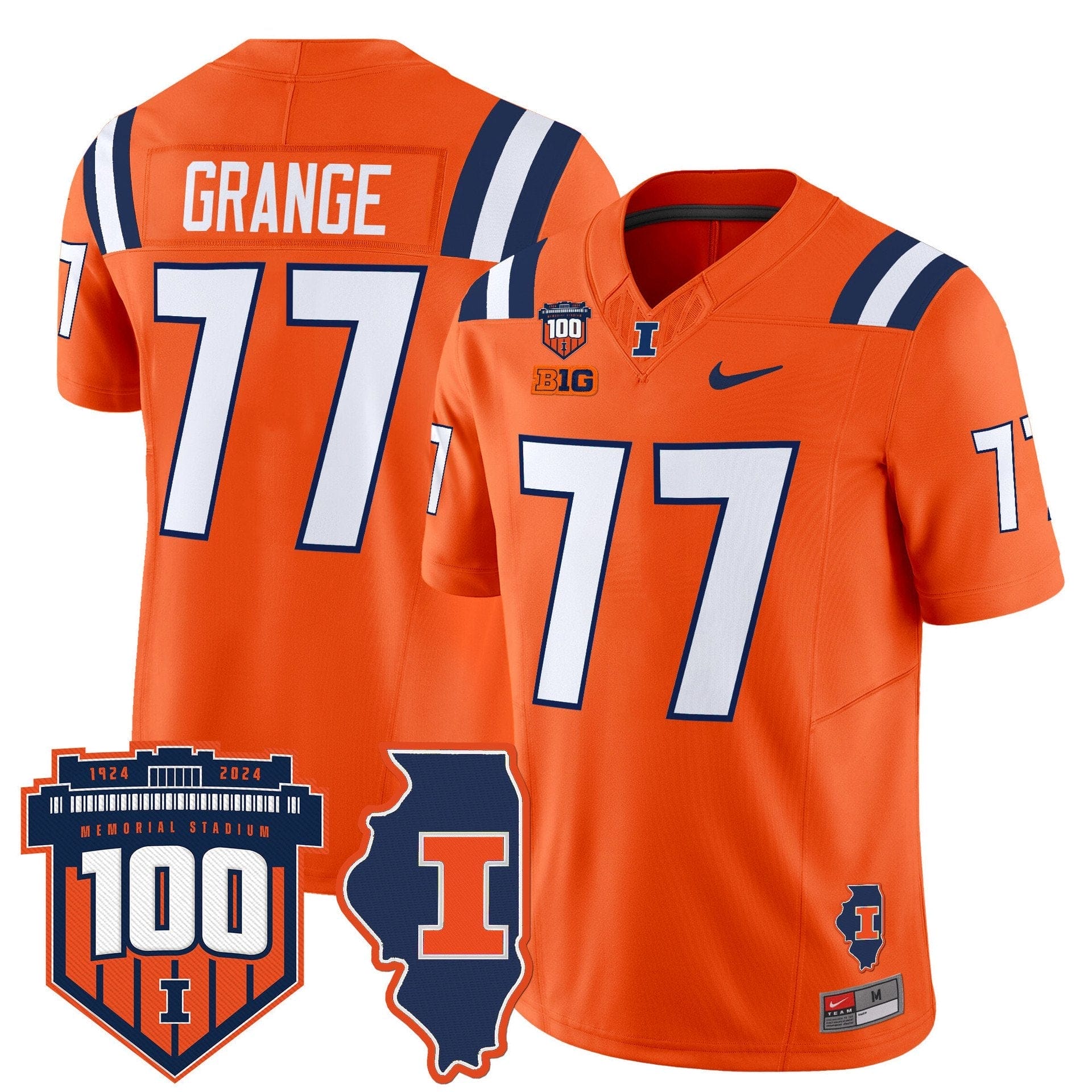 Red Grange Jersey #77 Illinois Fighting 100th Memorial Stadium 5 Red Grange Jersey #77 Illinois Fighting 100th Memorial Stadium - Image 5
