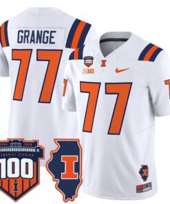 Red Grange Jersey 77 Illinois Fighting 100th Memorial Stadium White