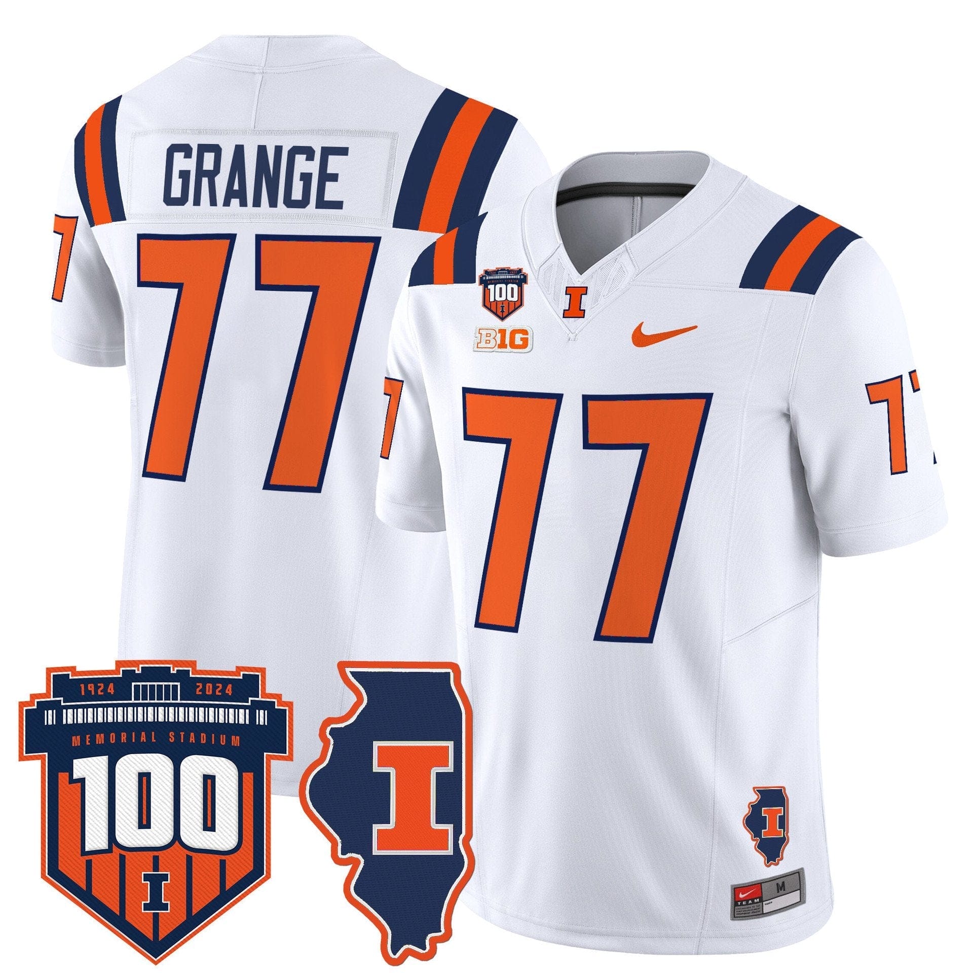 Red Grange Jersey #77 Illinois Fighting 100th Memorial Stadium 2 Red Grange Jersey #77 Illinois Fighting 100th Memorial Stadium - Image 2