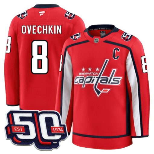 Men Washington Capitals 50th Anniversary Premium Jersey - All Stitched - Image 2