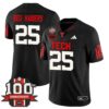 Red Raiders Jersey 25 Texas Tech Football 100th Anniversary Stitched Black