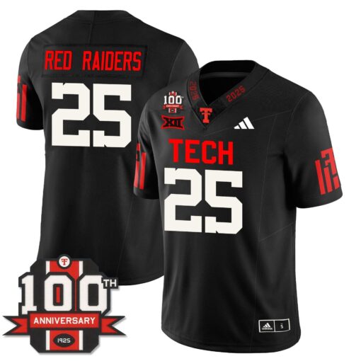 Red Raiders Jersey #25 Texas Tech Football 100th Anniversary Stitched