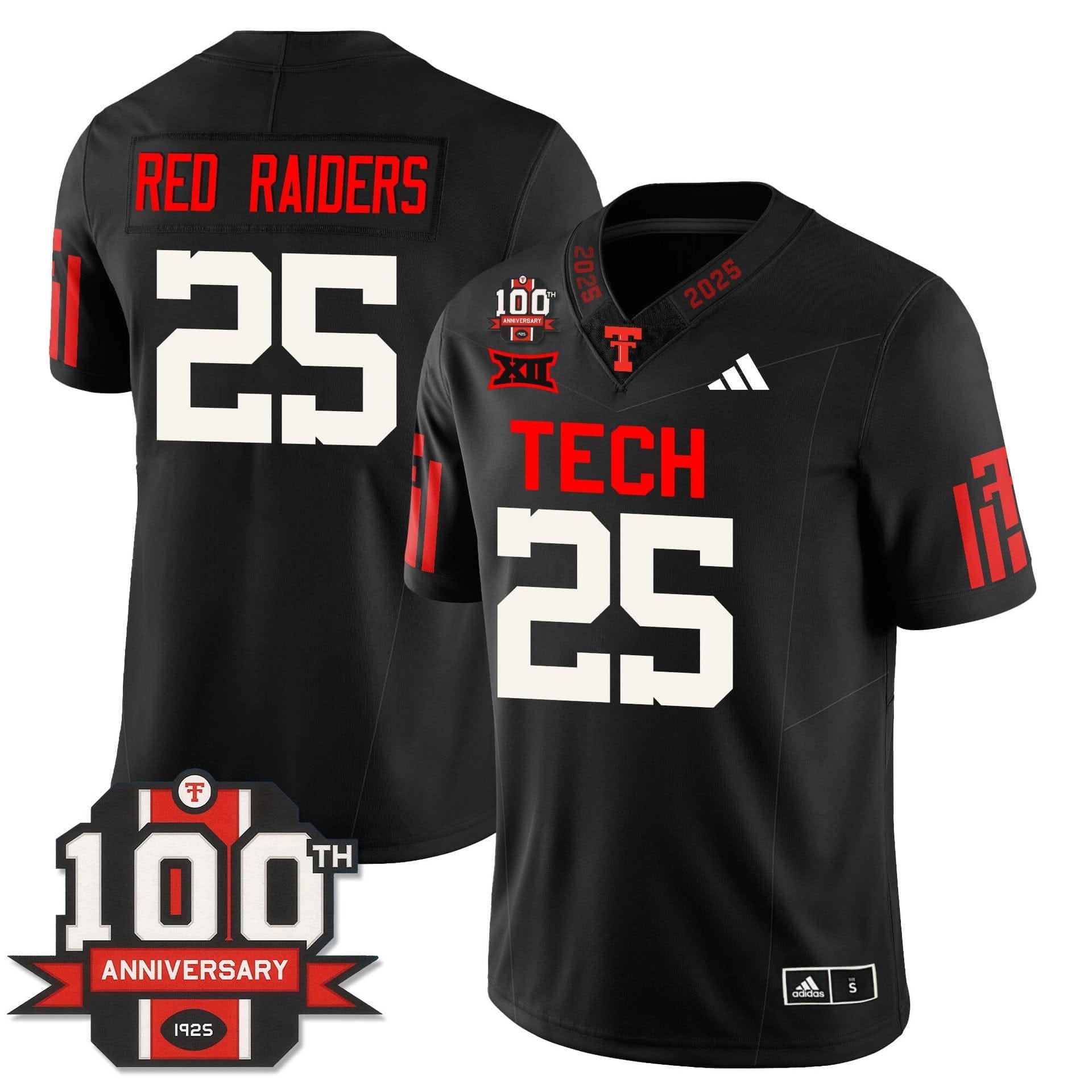 Red Raiders Jersey #25 Texas Tech Football 100th Anniversary Stitched