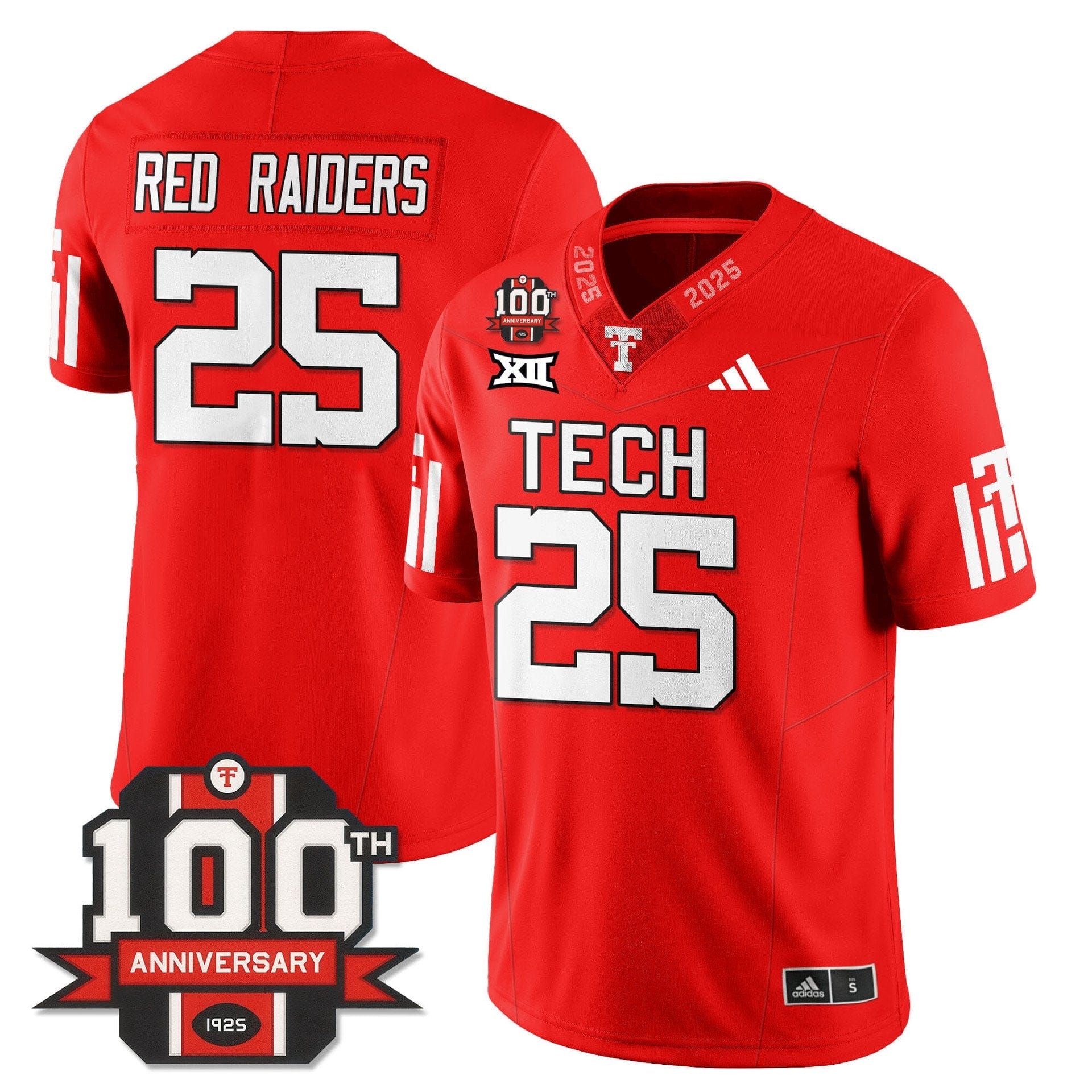 Red Raiders Jersey #25 Texas Tech Football 100th Anniversary Stitched - Image 3
