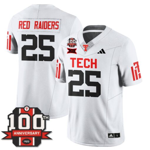 Red Raiders Jersey #25 Texas Tech Football 100th Anniversary Stitched - Image 2