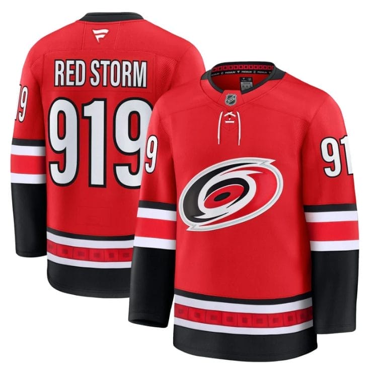 Red Storm Jersey #919 Carolina Hurricanes 2025 - 26 Premium Stitched 1 Red Storm Jersey #919 Carolina Hurricanes 2025 - 26 Premium Stitched