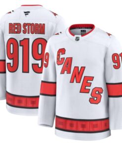 Red Storm Jersey 919 Carolina Hurricanes 2025 26 Premium Stitched White