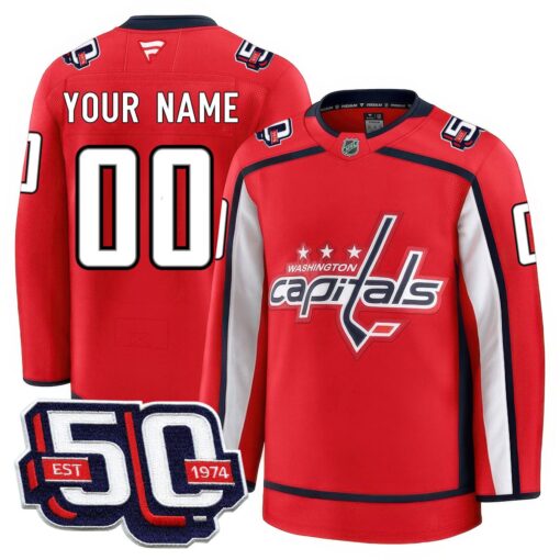 Men Washington Capitals 50th Anniversary Premium Custom Jersey - All Stitched - Image 5