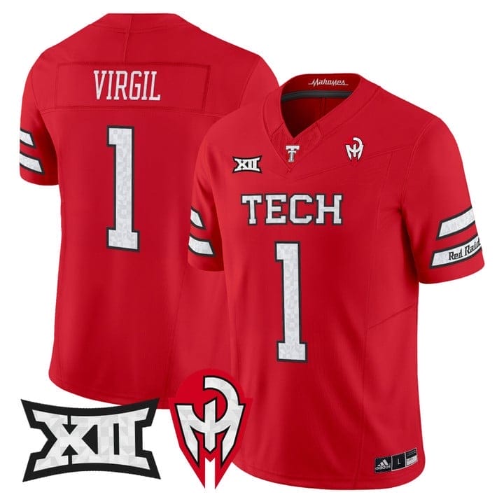 Reggie Virgil Jersey #1 Texas Tech Red Raiders Too Cold Vapor Stitched 3 Reggie Virgil Jersey #1 Texas Tech Red Raiders Too Cold Vapor Stitched - Image 3