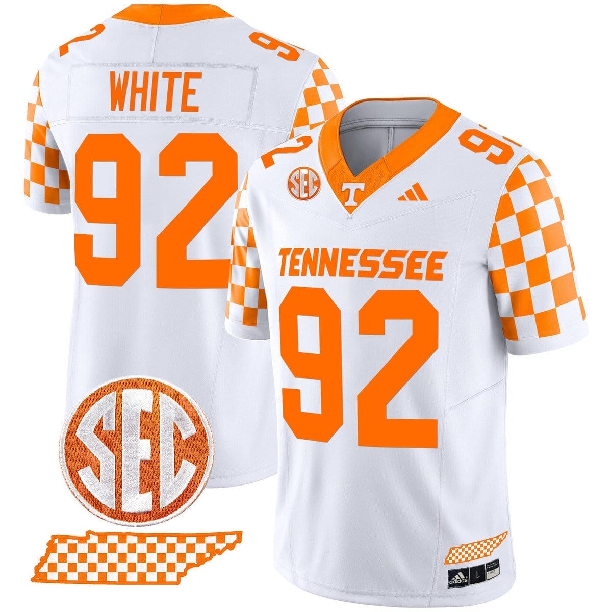 Reggie White Jersey #92 Tennessee Vols Rebrand 2026 Checkerboard 2 Reggie White Jersey #92 Tennessee Vols Rebrand 2026 Checkerboard - Image 2