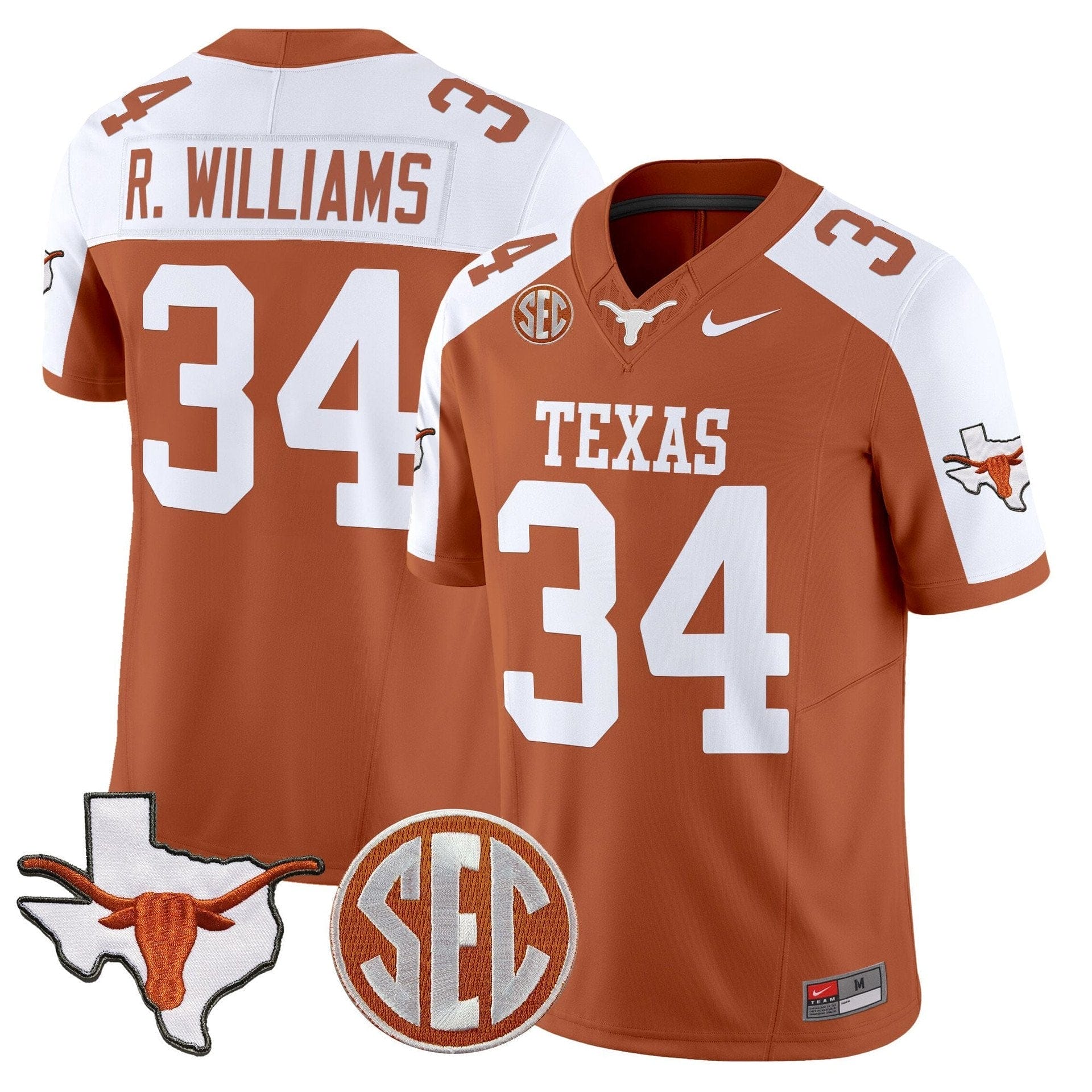 Ricky Williams Jersey #31 Texas Longhorns 2025 State Map SEC Patch - Image 4