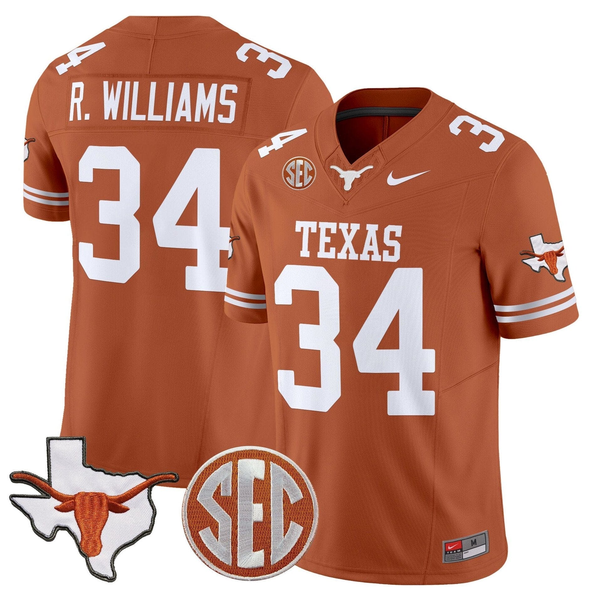 Ricky Williams Jersey #31 Texas Longhorns 2025 State Map SEC Patch - Image 5