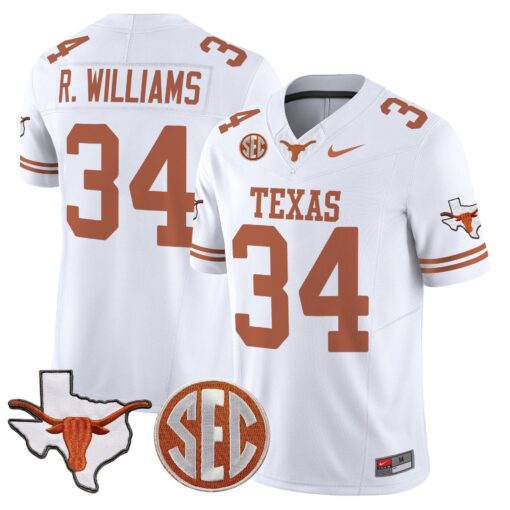 Ricky Williams Jersey #31 Texas Longhorns 2025 State Map SEC Patch - Image 2