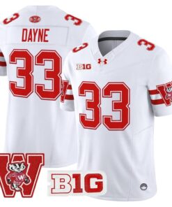 Alternative view of Ron Dayne Jersey #33 Wisconsin Badgers Throwback Stitched