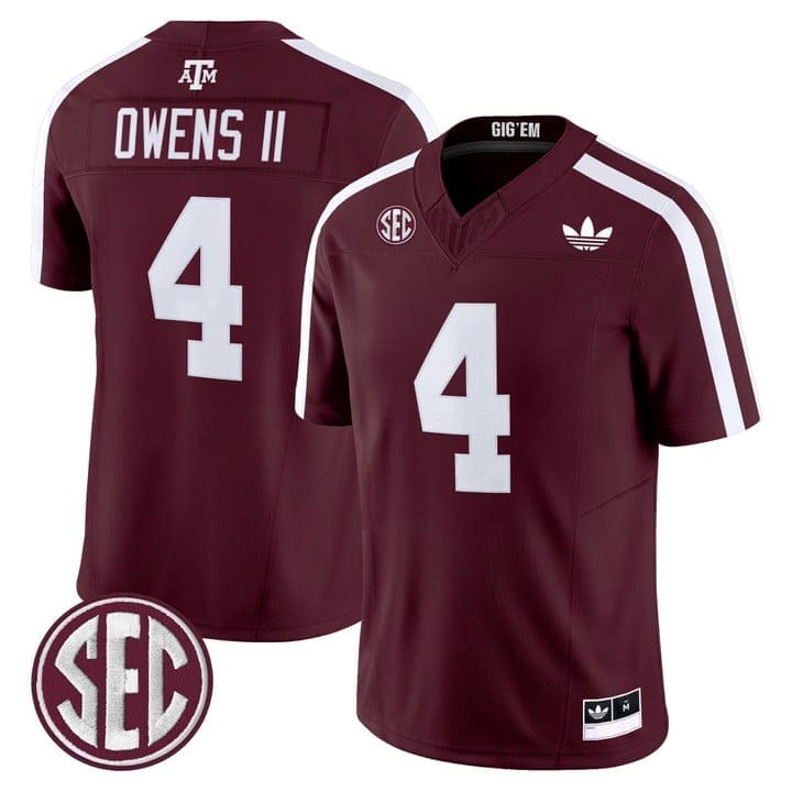Rueben Owens II Jersey #4 Texas A&M Aggies 2025 Vapor V2 Stitched 5 Rueben Owens II Jersey #4 Texas A&M Aggies 2025 Vapor V2 Stitched - Image 5