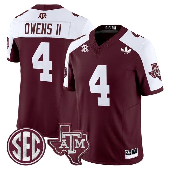 Rueben Owens II Jersey #4 Texas A&M Aggies 2025 Vapor V2 Stitched 4 Rueben Owens II Jersey #4 Texas A&M Aggies 2025 Vapor V2 Stitched - Image 4