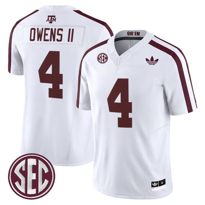Rueben Owens II Jersey #4 Texas A&M Aggies 2025 Vapor V2 Stitched 2 Rueben Owens II Jersey #4 Texas A&M Aggies 2025 Vapor V2 Stitched - Image 2