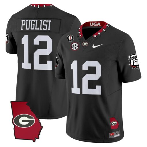 Ryan Puglisi Jersey #12 Georgia Bulldogs 2025 Georgia Map, Vince Dooley Stitched - Image 3