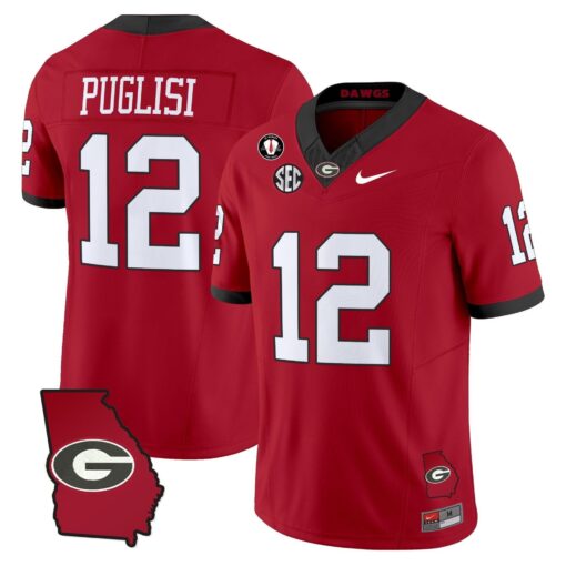 Ryan Puglisi Jersey #12 Georgia Bulldogs 2025 Georgia Map, Vince Dooley Stitched - Image 4