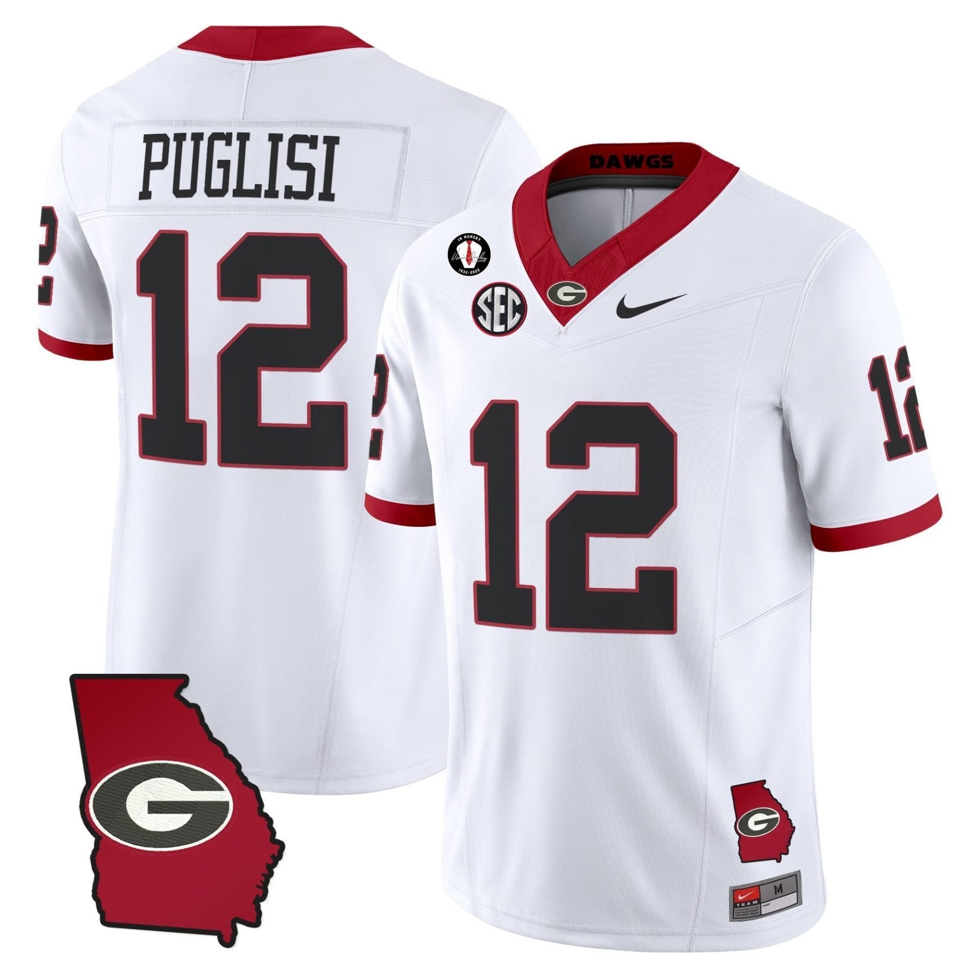 Ryan Puglisi Jersey #12 Georgia Bulldogs 2025 Georgia Map, Vince Dooley Stitched 2 Ryan Puglisi Jersey #12 Georgia Bulldogs 2025 Georgia Map, Vince Dooley Stitched - Image 2