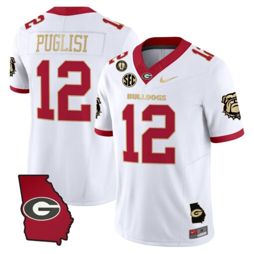 Ryan Puglisi Jersey #12 Georgia Bulldogs 2025 Georgia Map, Vince Dooley Stitched - Image 5