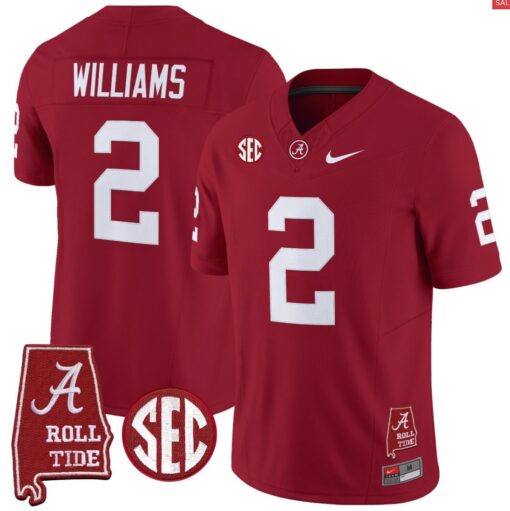 Ryan Williams Jersey #2 Alabama Crimson Throwback Alabama Map Stitched - Image 3