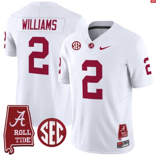 Ryan Williams Jersey #2 Alabama Crimson Throwback Alabama Map Stitched - Image 2