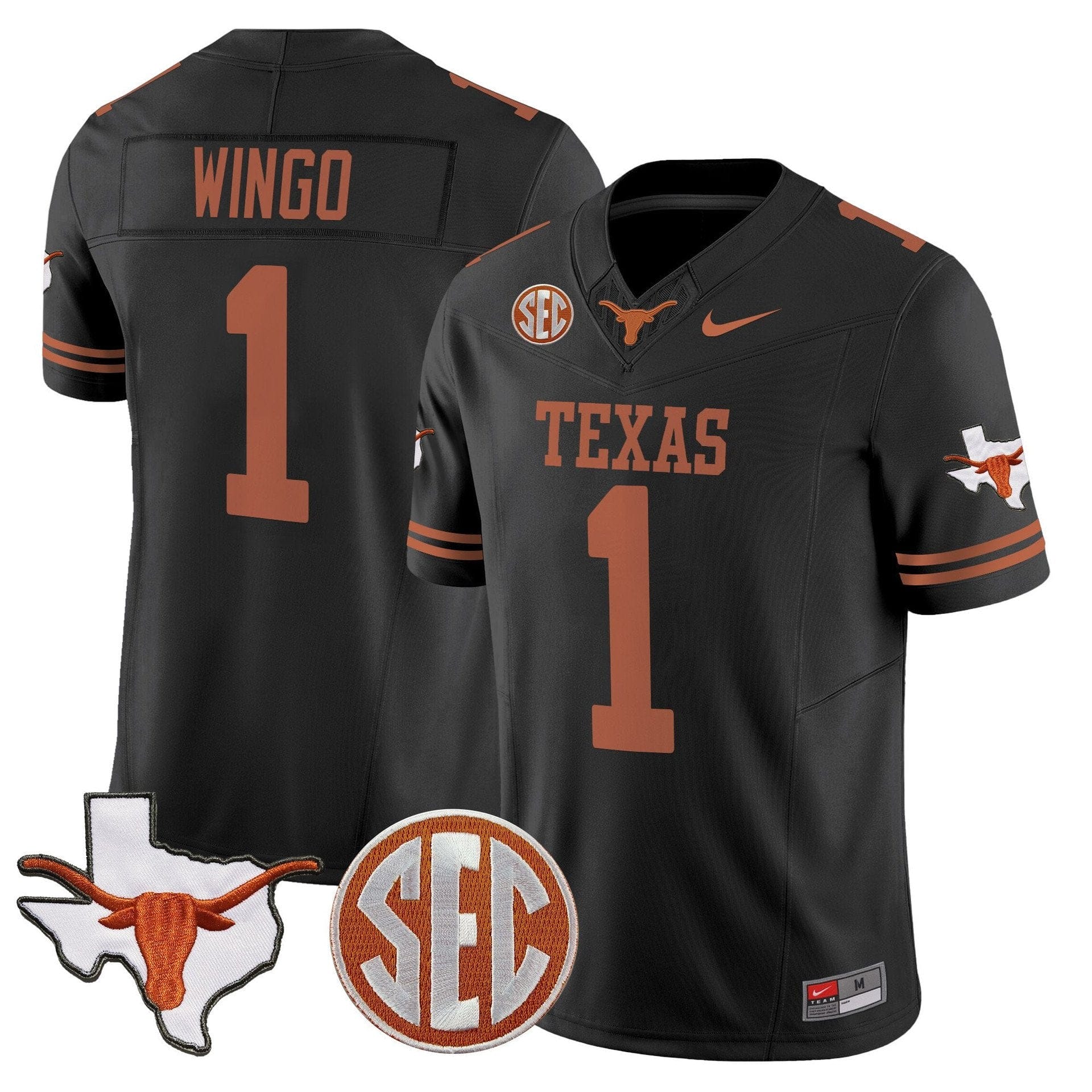 Ryan Wingo Jersey #1 Texas Longhorns 2025 State Map SEC Patch