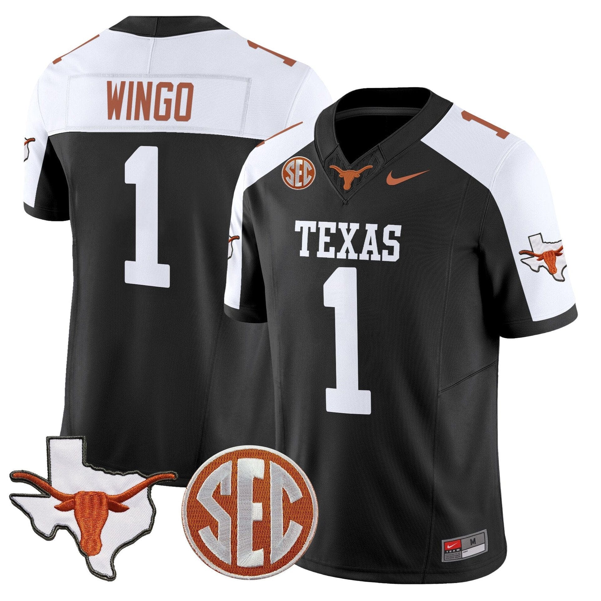 Ryan Wingo Jersey #1 Texas Longhorns 2025 State Map SEC Patch - Image 3